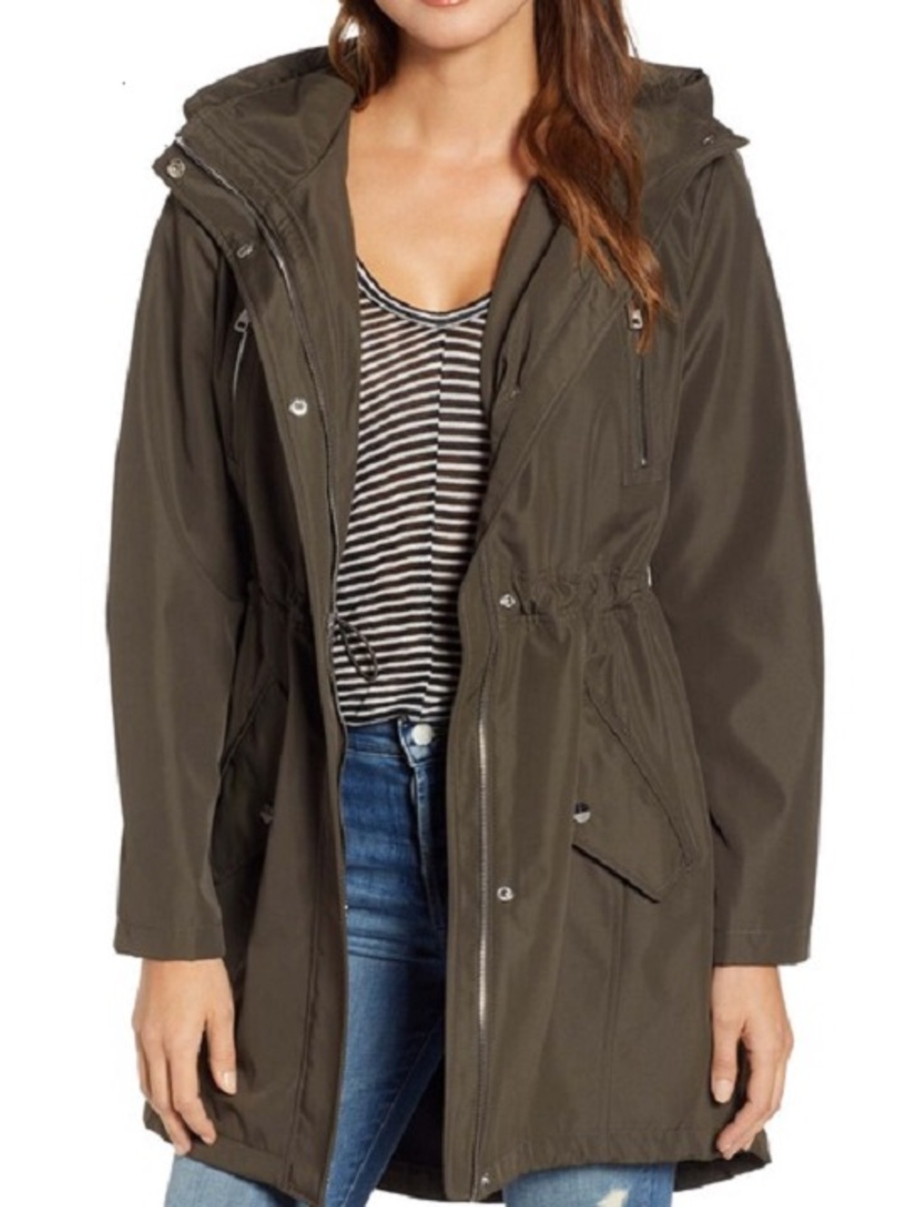Kenneth Cole New York Olive Hooded Utility Jacket